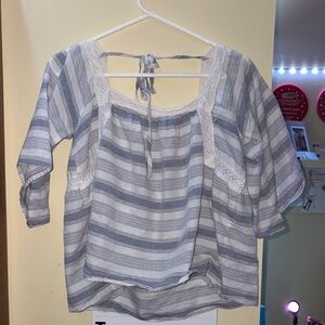 Striped Lace-Trimmed Women's Top